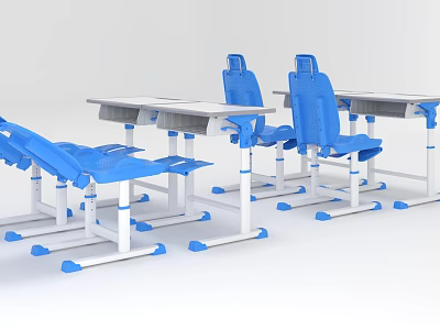 desks and chairs student chairs 3d model