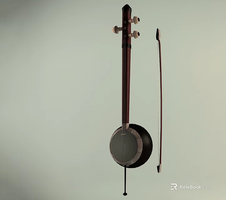 Traditional Musical Instrument and Painting Supplies with Bow on Light Background 3d model 
