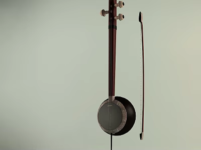 Traditional Musical Instrument and Painting Supplies with Bow on Light Background 3d model