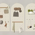 Arched Wall Decor with Hooks for Bags Hats Plants and Clock 3d model