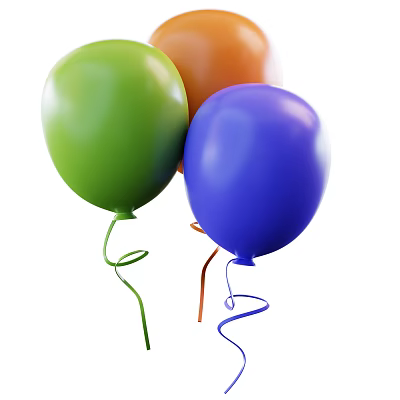 Colorful Balloon Decorative Ornament Set With Spiral Ribbons For Decoration 3d model