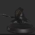Mythical Warrior Creature With Golden Patterned Shield And Silver Spear On Dark Base
