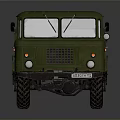 Green Military Truck With Open Cargo Bed Vintage Design Front Grille Headlights And Rugged Tires