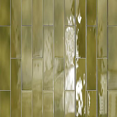 Glossy Shower Sauna Wall Design With Golden Long Tiles And Light Reflections 3d model