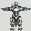 Game And Movie Character Featuring Mechanical Silver Armor And Arm Mounted Weapons
