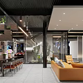 Car Dealership Showroom With Red Sports Car And Modern Seating
