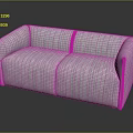 Two Seater Sofa Gray Striped With Purple Trim Modern Fabric Design
