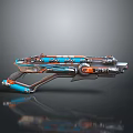Futuristic Sci Fi Gun With Blue Orange Silver Accents And Sleek Modern Design Elements