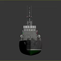 Military Patrol Boat Featuring Green Deck Gray Hull Red Objects And Radar Antennas