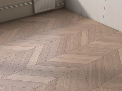 Natural Oak Wooden Flooring With Herringbone Pattern In Modern Interior 3d model