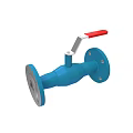 Blue Industrial Valve With Red Handle And Flange Connection Equipment