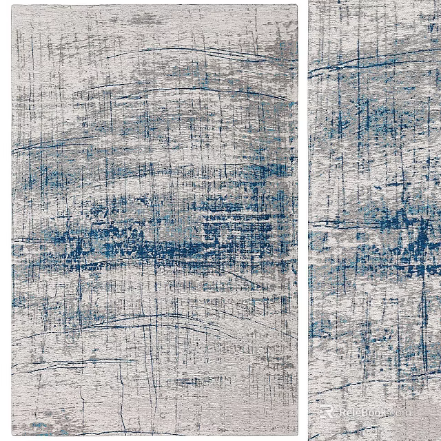 Modern Textured Square Rug with Gray Blue Abstract Lines and Artistic Pattern 3d model 