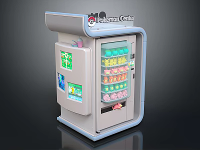Pokemon Center Commercial Vending Machine With Display Window Colorful Items And Digital Screen 3d model