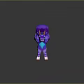 Fantasy Character Design Of Purple Blue Mythical Creature With Horns And Fluffy Tail