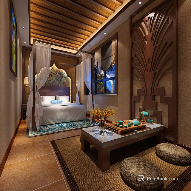 Relaxing SPA Sauna Interior With Wooden Decor And Comfortable Seating Areas 3d model 
