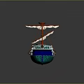 Decorative Marina Model Ship With Colorful Sails Mast And Orange Wooden Deck