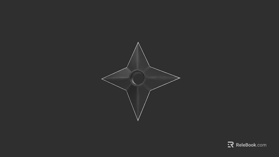 Star Shaped Shuriken Weapon With Geometric Design And Central Hole 3d model 