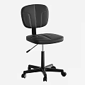 Black Leather Office Chair With Stitched Backrest Adjustable Height And Wheeled Base 3d model