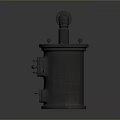 Metal Industrial Device with Curved Pipe Cylindrical Body Top Lid and Reflective Base Design
