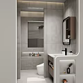 Modern Bathroom Interior With Vanity Mirror Cabinet And Toilet