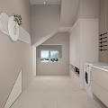 Elegant Modern SPA Sauna Interior With Curved Lighting Display Cabinet And Beige Lounge Chair