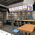 Malatang Restaurant Interior With Open Kitchen Menu Display Wooden Tables And Hanging Lights