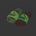PUMA Stylish Slides With Green Straps And Dark Soles For Daily Use