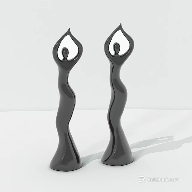 Black Abstract Human Figure Decorative Ornament Set For Modern Home Decoration 3d model 