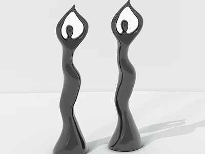 Black Abstract Human Figure Decorative Ornament Set For Modern Home Decoration 3d model