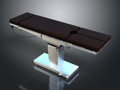 Modern Electric Surgical Table With Brown Top And Metal Base For Operating Room 3d model
