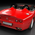 Red Ferrari Convertible Sports Car With Beige Interior And Sleek Front Design