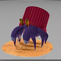 Purple Crab Wearing Red Knitted Hat With Yellow And Red Eyes On Orange Platform