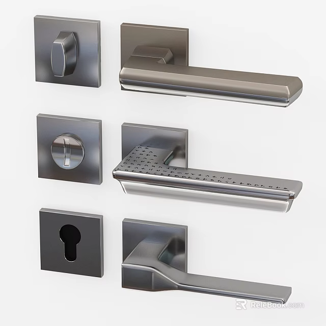 Modern Metal Door Handles And Lock Hardware Decorative Set Collection 3d model 