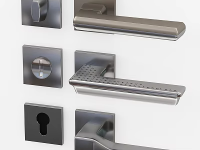 Modern Metal Door Handles And Lock Hardware Decorative Set Collection 3d model