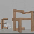 Modern Wooden Leisure Chairs With Geometric Design Light Wood Gray Wall And Black Floor Lamp