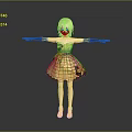 Game Movie Character With Blonde Hair Green Eyes In Black And Gold Patterned Dress
