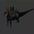 Black Dragon Game Movie Character With Spiky Back Wings Yellow Eyes And Purple Underbelly
