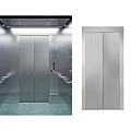 Silver Elevator Interior And Exterior With Control Panel Handrails And Floor Number 23 3d model