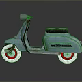 Light Blue Vintage Scooter Model With Black Seat White Wheels Red Rims And 200 Logo