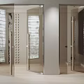 Modern Double Glass Doors with Metal Frame in Interior Light Wood Floor and Window View