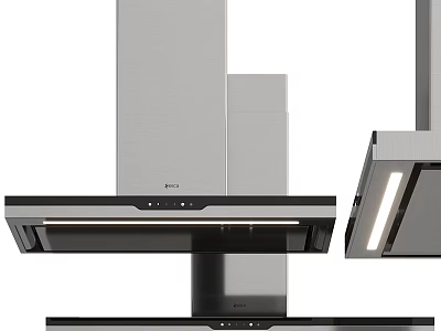 Sleek Modern Stainless Steel Range Hood With LED Light And Multiple Angles 3d model