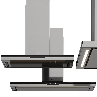 Sleek Modern Stainless Steel Range Hood With LED Light And Multiple Angles 3d model