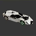 Silver Geometric Futuristic Sports Car With Unique Angular Design And Reflection 3d model