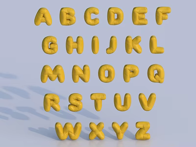 Bright Yellow Inflatable Uppercase Alphabet Letters for Decorative Events and Displays 3d model