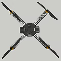 Quadcopter Drone Frame With Four Propellers Flying Against Clear Blue Sky