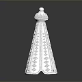 Silver Decorative Furniture Piece With Intricate Geometric Patterns And Pointed Top On Reflective Surface