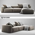 Modern Large Upholstered Leisure Sofa Combination With Soft Throw Pillows And Cozy Decorative Blankets
