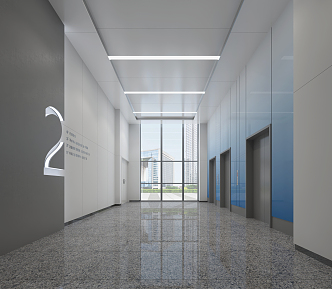 modern elevator hall 3d model