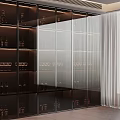 Modern Wine Cabinet With Glass Doors And Wine Bottles Glasses