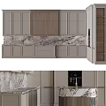 Modern Kitchen Cabinets With Marble Countertops 3d model